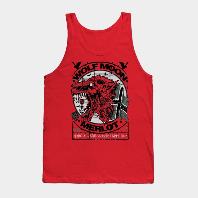 "WOLF MOON MERLOT" RED Tank Top by joeyjamesartworx